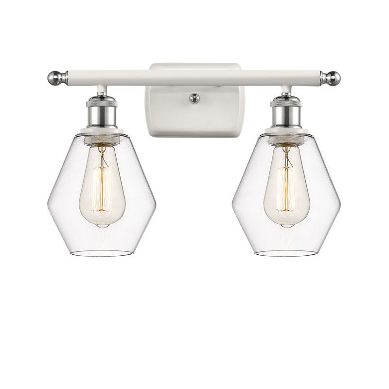 2 - Light Dimmable Vanity Light, Clear, White/Polished Chrome