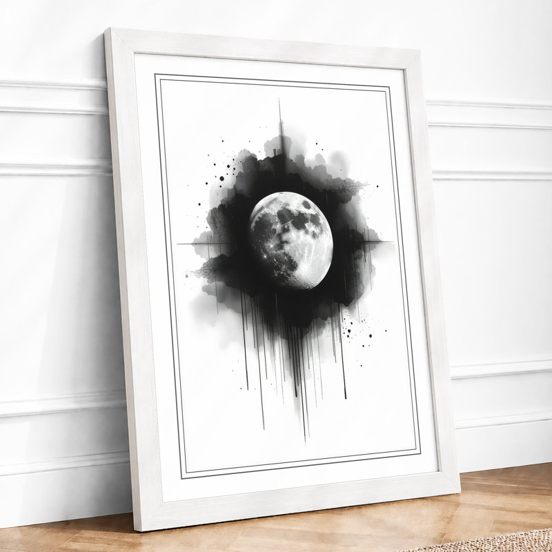 Moon in Chaos Modern - Framed Print, A2 - 59.4 x 42.0 cm, White