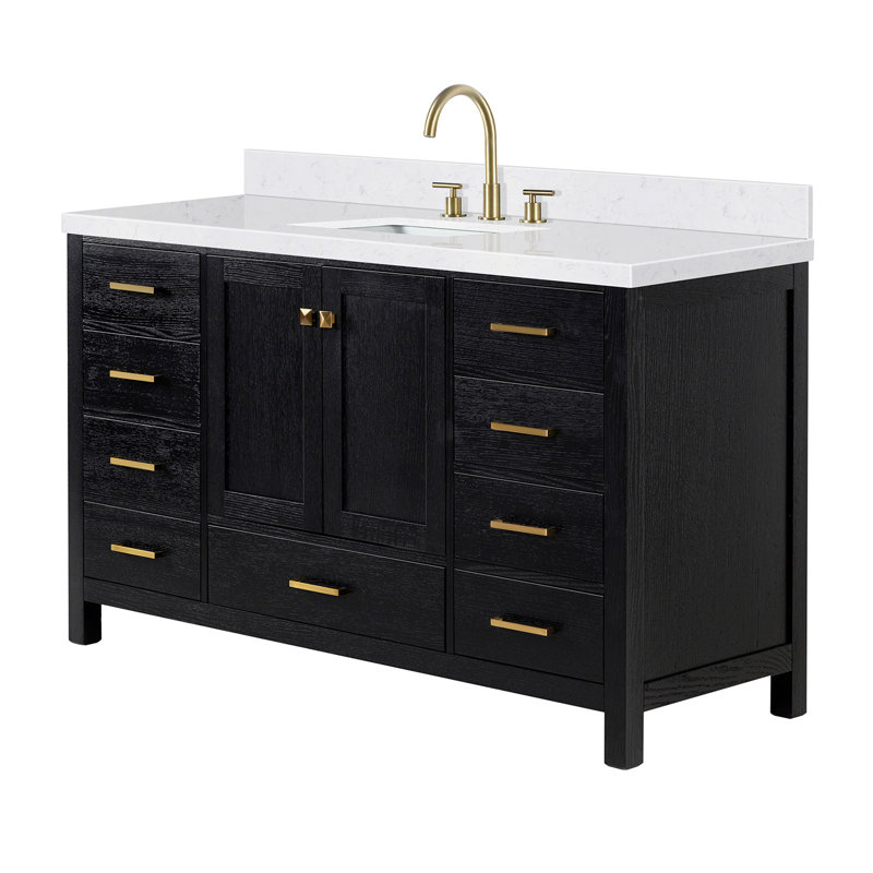 Grevera 60" Single Bathroom Vanity Set, Black Oak