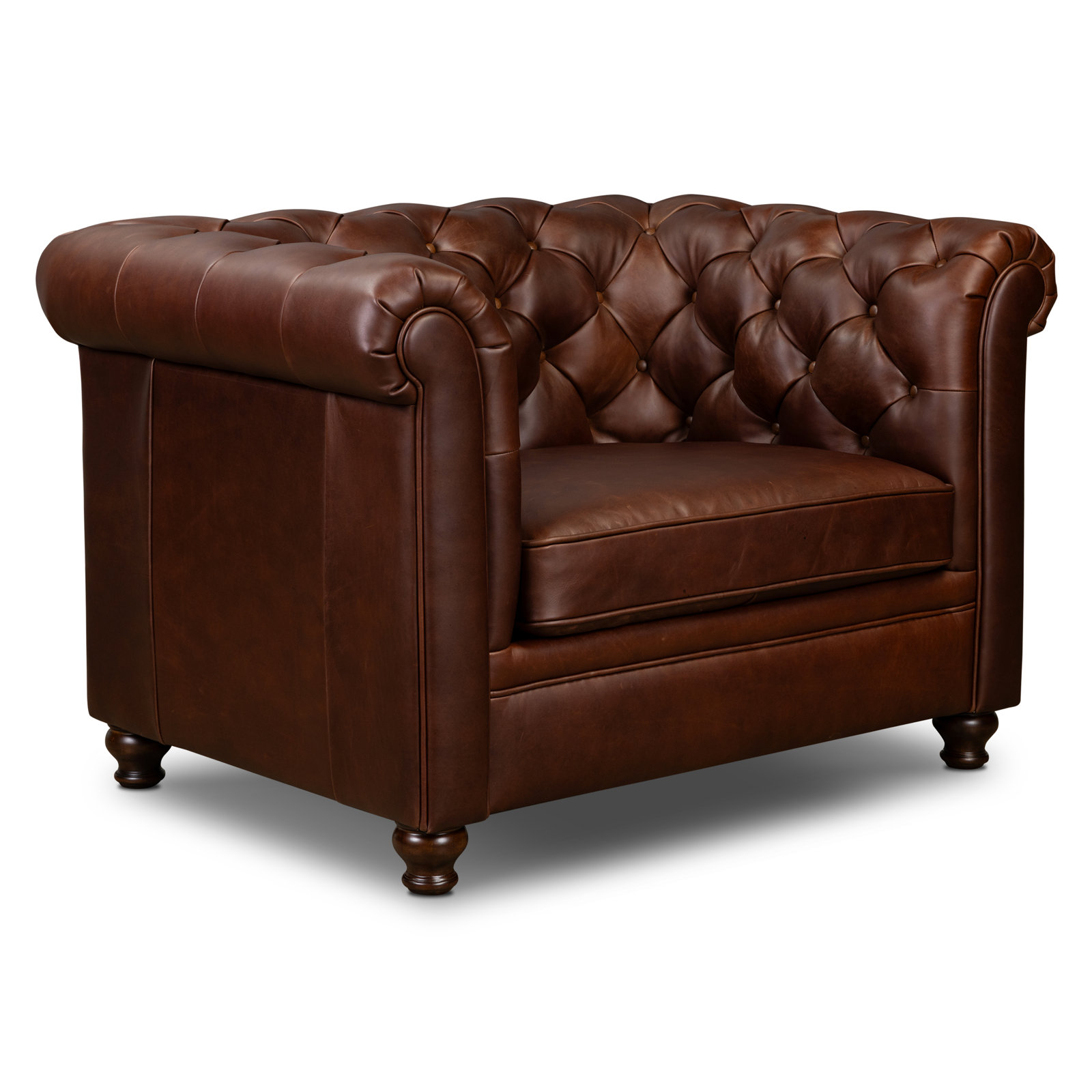 Lyon Genuine Leather Lounge Chair, Oscuro Brown