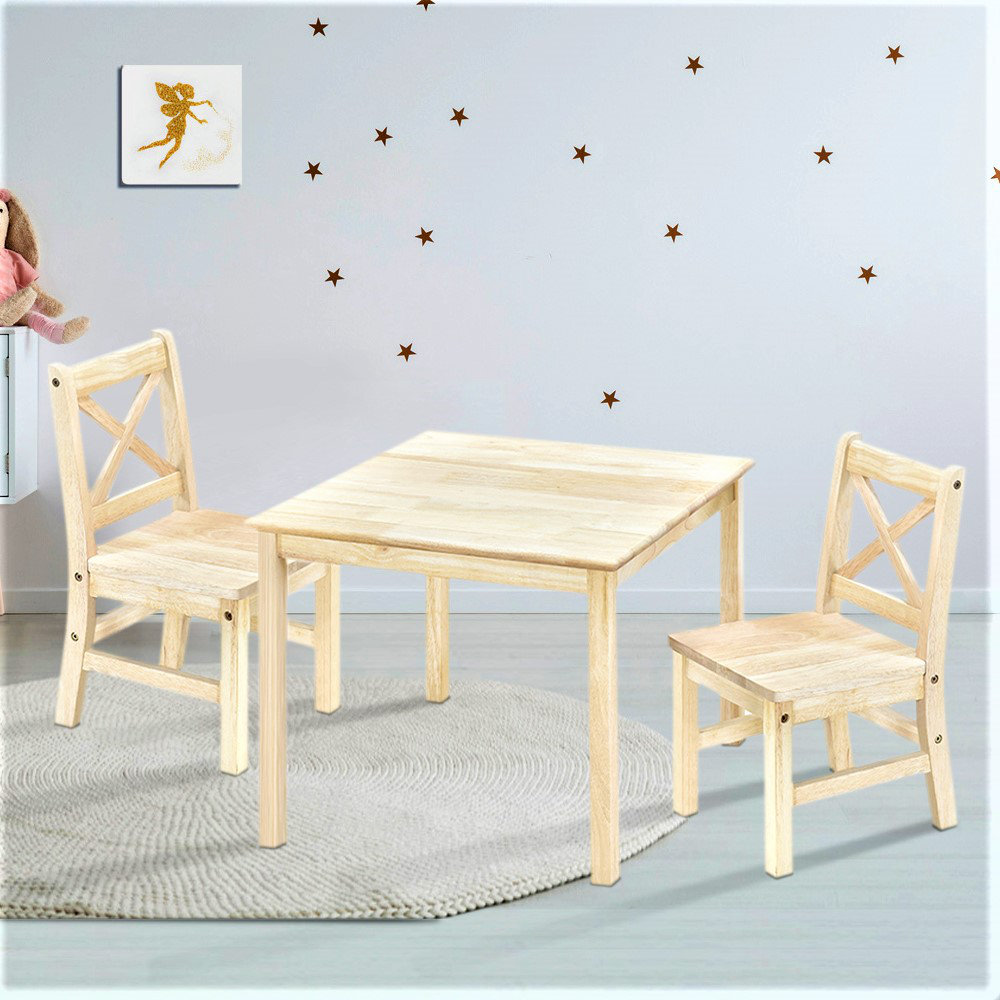 Myona Kids 3 Piece Solid Wood Play Or Activity Table and Chair Set Harriet Bee Color: Unfinished