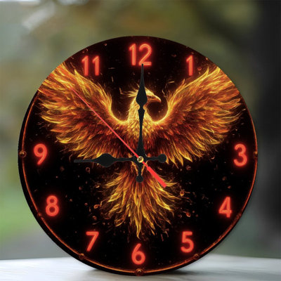 Fiery Phoenix Clock With Numbers
