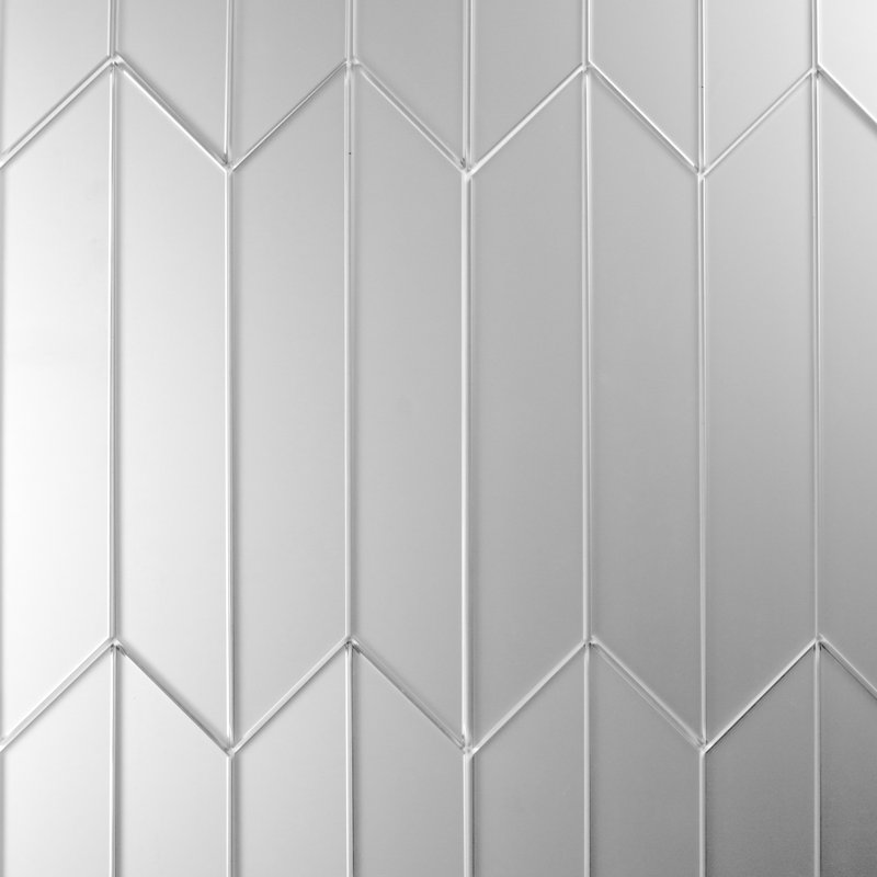 Frosted Reflections 3 in. x 11.75 in. Frosted Glass Mirror Straight Edge Chevron Decorative Kitchen & Bathroom Wall Tile
