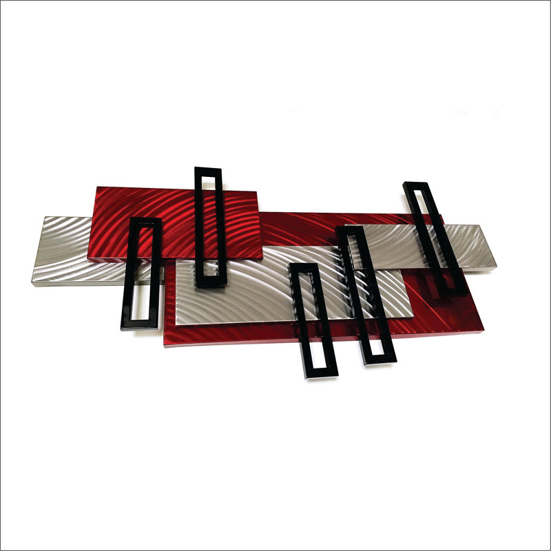 Décoration murale cinq carrés en métal