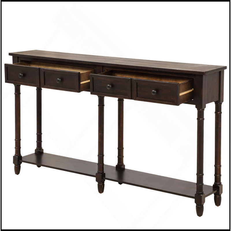 Console à canapé avec deux tiroirs de rangement et une tablette inférieure pour le salon et le vestibule (espresso), Espresso
