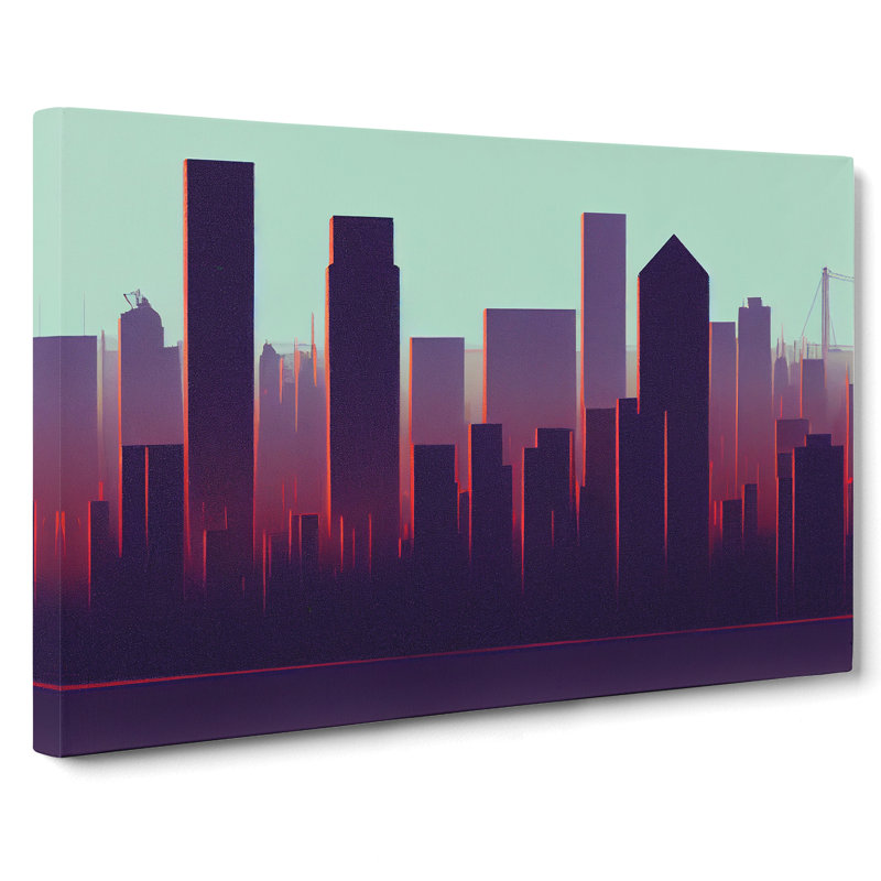 Lively Skyscraper Skyline - Wrapped Canvas, 40cm H x 60cm W x 3cm D