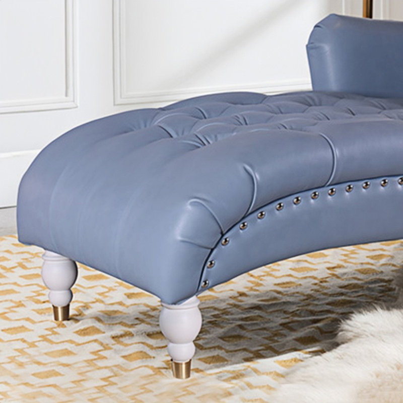 Chaise longue élégante de qualité loisir, Saphir, Blanc / doré, Accoudoir à droite (vu de face)