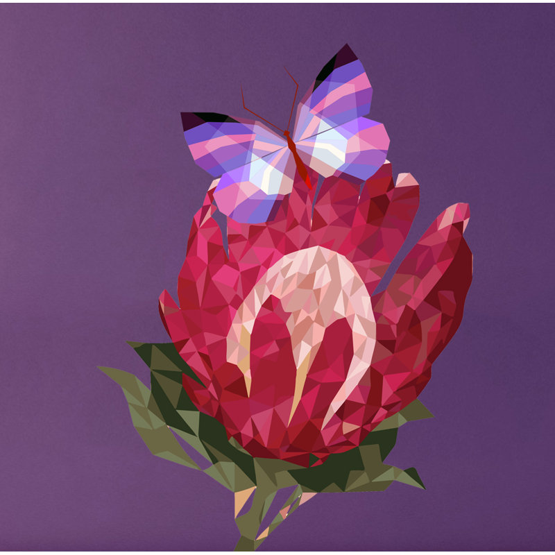 Adhésif décoratif papillon en forme de fleur polygonale, H 46 po x l 65 po x P 1,9 po
