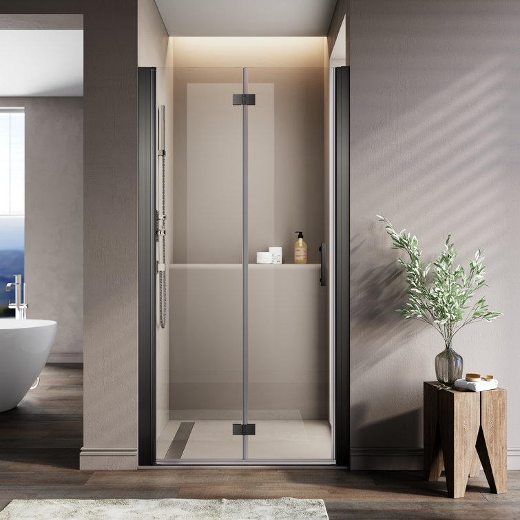 29.5'' - 31'' W x 72'' H Bi-Fold Semi-Frameless Shower Door with Clear Tempered Glass