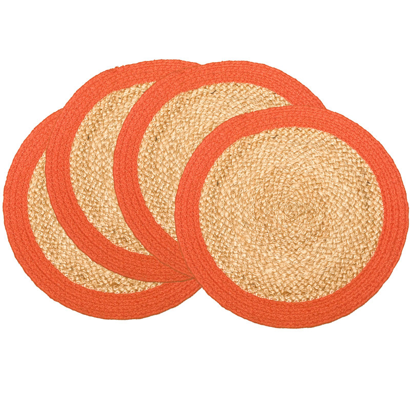 Blom No Pattern Round Placemat, Natural/Orange