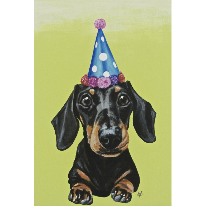 Party Dog III by Victoria Coleman - Painting on Canvas, Wrapped Canvas, 91 cm H x 61 cm W