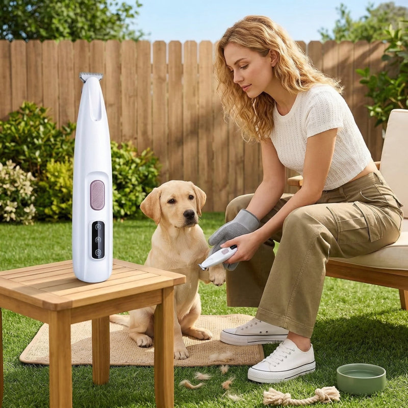 Micro Precision Dog Paw Trimmer with LED Light, Rechargeable Electric Pet Clippers, Waterproof Grooming Shaver for Eyes, Face, Ears, Feet & Rump