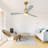 Indoor 52 Inch Ceiling Fan With Dimmable Led Light 6 Speed Remote Gold 3 Wood Blade Reversible DC Motor For Living Room-99122298-99122293