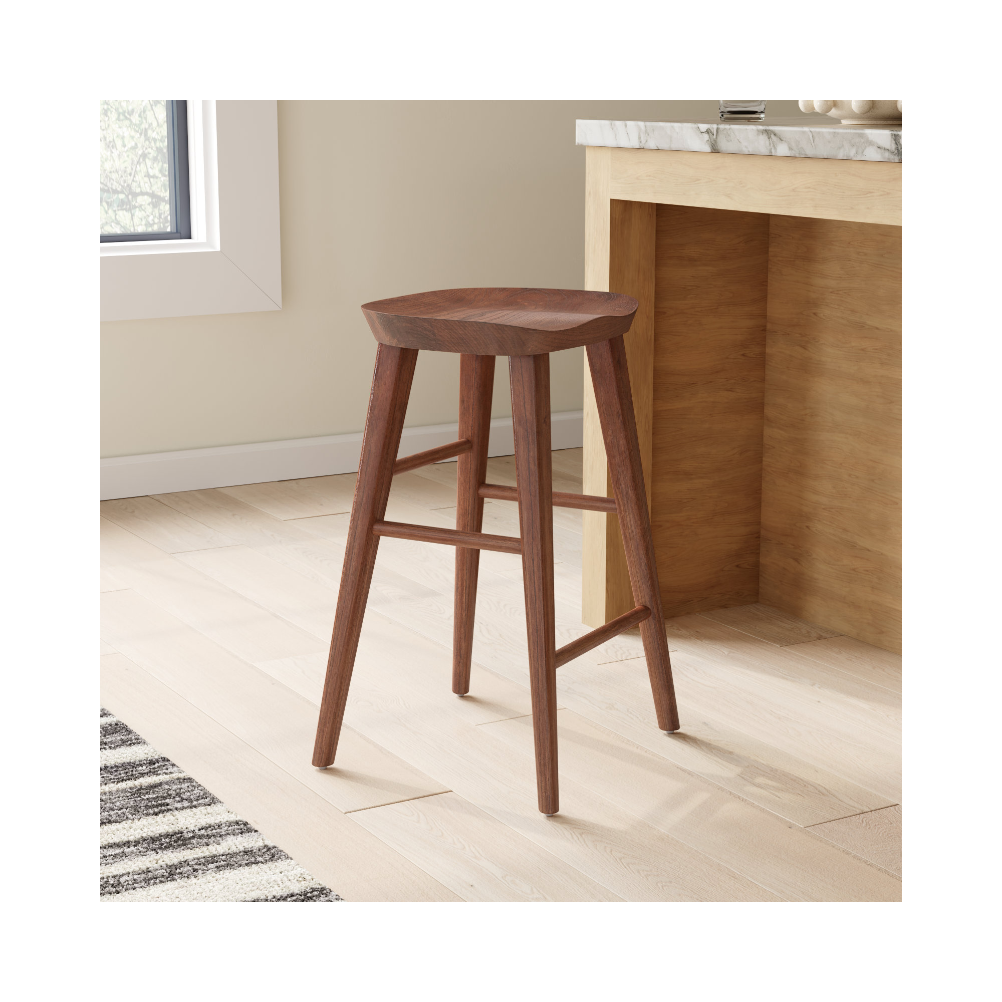 Anzie Bar & Counter Stool, Walnut, Counter Stool (25.8" Seat Height)