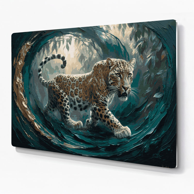«Big Cats Sunda», art mural gris en métal, H 20 po x l 24 po