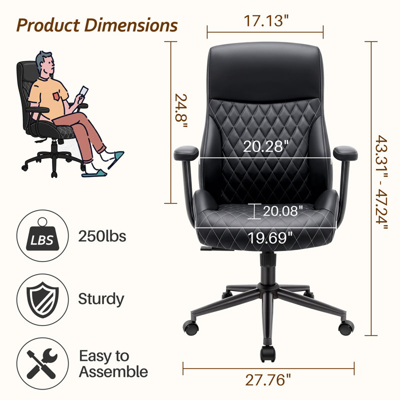 Fauteuil de direction ergonomique Joulon, Noir