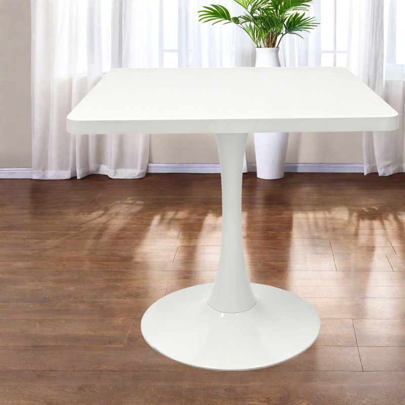 Tables de salle à manger compactes (table seulement, sans chaises, avec plateau et pieds), table de cuisine moderne en bois aggloméré blanc