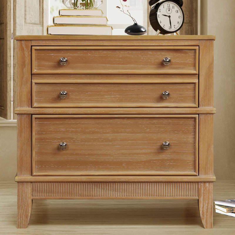 Conrado Solid Wood 27.3'' W 3 - Drawer Dresser, Brown