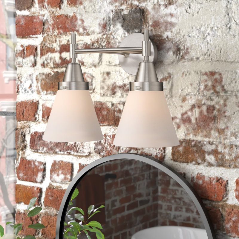 Éclairage pour meuble-lavabo à 2 lumières 17 po Caden Cone, Ampoule incandescente rétro de 60 watts, Or satiné
