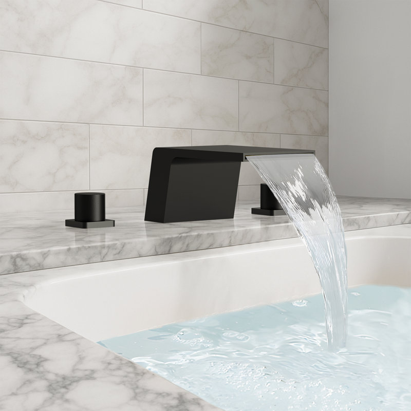 2 Handle Deck Mount Bathroom Roman Tub Faucet, Matte Black