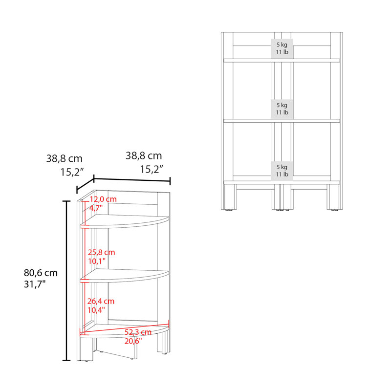 Stylish White Corner Shelf With 3 Shelves - Perfect For Any Room Compartments Efficient Storage Solution, White