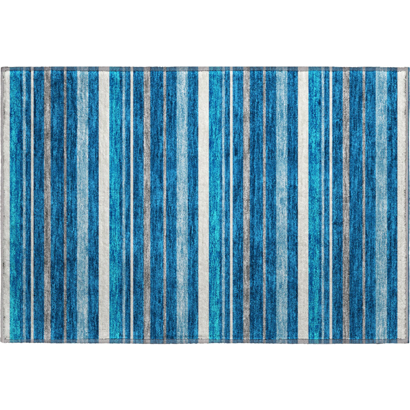 Premium Machine Washable Prisco Denim Rug, Rectangle 1'8" x 2'6"