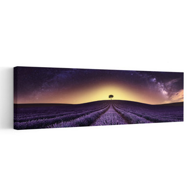 Magical Lavender Night Dramatic Peaceful Romantic Lavender Violet Landscape Nature Wall Art