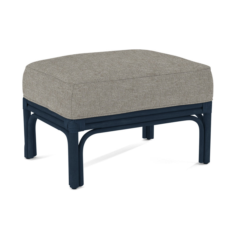 Boca Ottoman, Brown Geometric, 0456-33, Navy