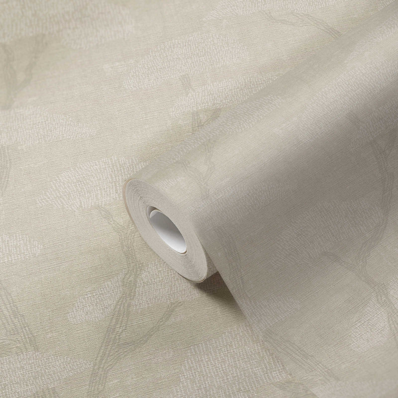Weesner Chinoiserie Tree Motif 10.05m x 53cm  Textured Matte Wallpaper Roll, Beige