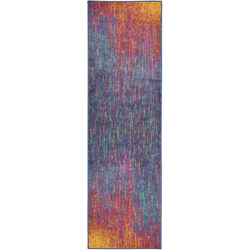 Tapis rose / mauve à motif abstrait Liia, Tapis de couloir 2 pi 2 po x 10 pi
