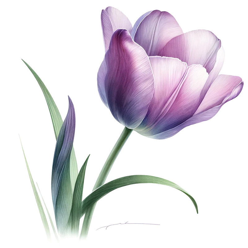 Art sur toile tendue tulipe mauve serein, H 12 po x l 12 po x P 1 po