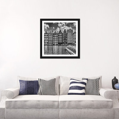 " Amsterdam Damrak And Dancing Houses | Monochrome " by Melanie Viola