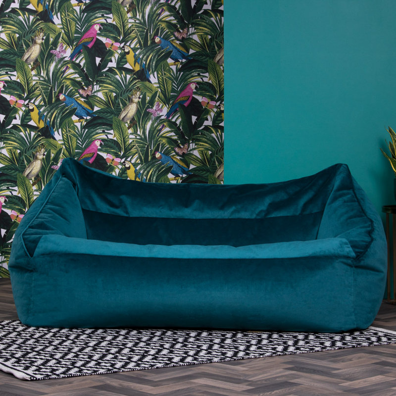 Cecilia Velvet Sofa Bean Bag, Teal Green