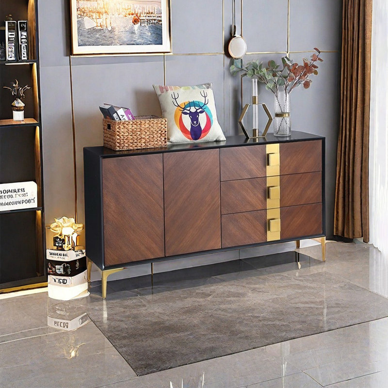 Modern solid wood multi-functional sideboard
