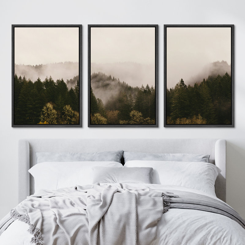 Framed Abstract Landscape Canvas Print in Brown and Green