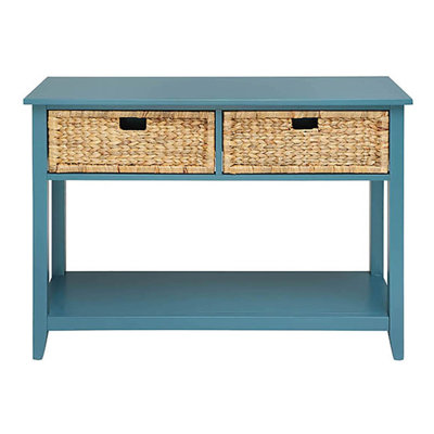 Teal Console Table With Bottom Shelf