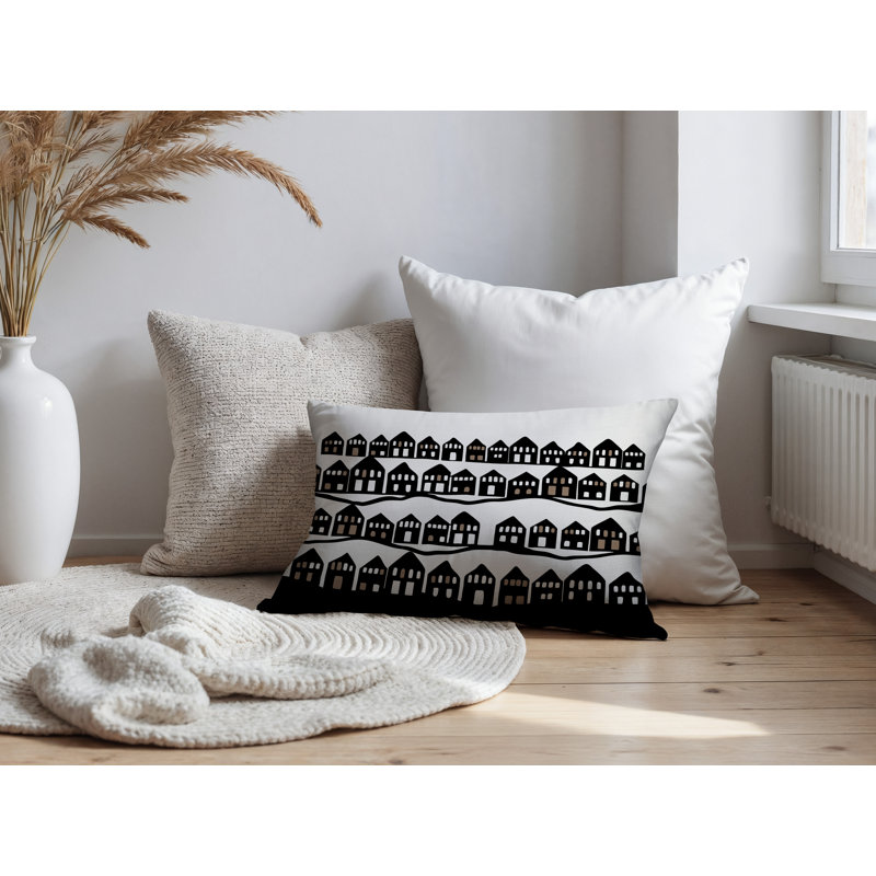 Coussin rectangulaire intérieur / extérieur Amiro, Rectangle H 14 po x l 20 po, Noir