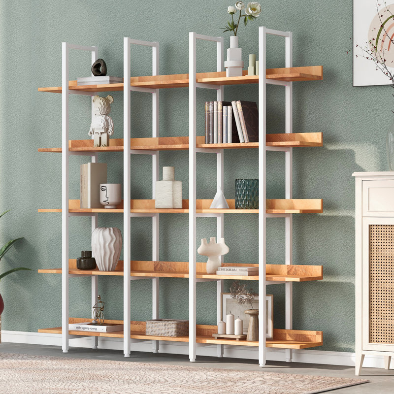 Bibliothèque de bureau à 5 niveaux, Blanc / brun, H 70,9 po x l 70,9 po x P 11,8 po