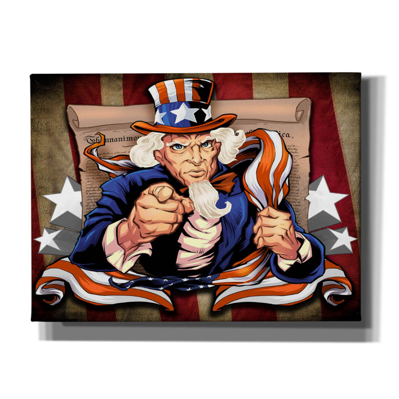 Francky " Uncle Sam Patriot Character ", 12" H x 16" W x 0.75" D