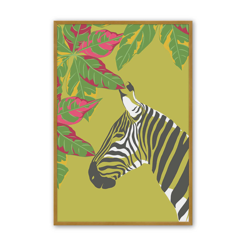 Imprimé Zebra's Tropical Retreat, Or poli, H 17,25 po x l 13,25 po