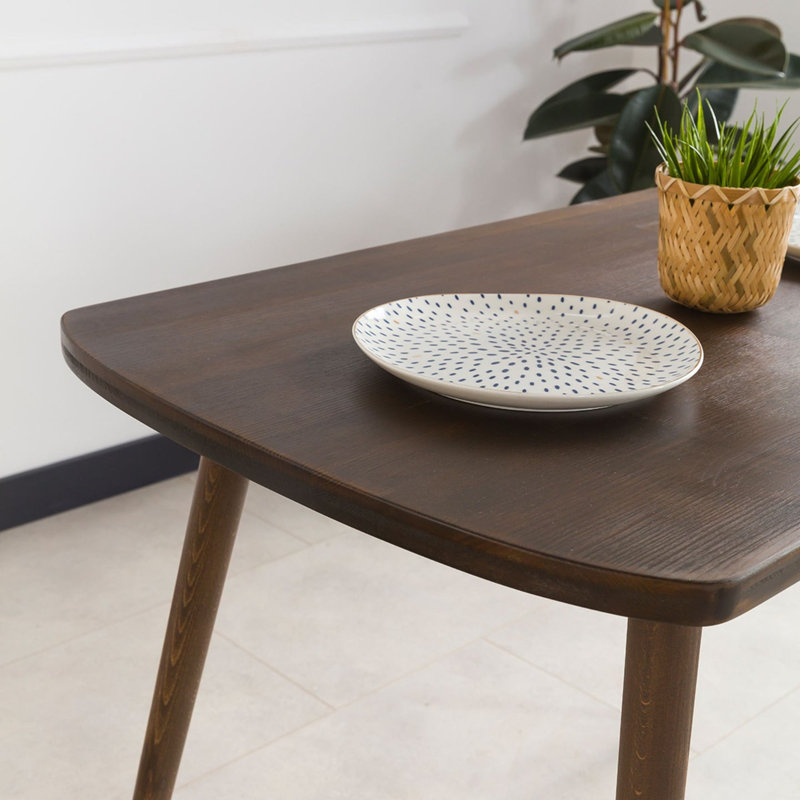 Table de salle à manger Mid-Century moderne en bois de bouleau massif avec pieds fuselés