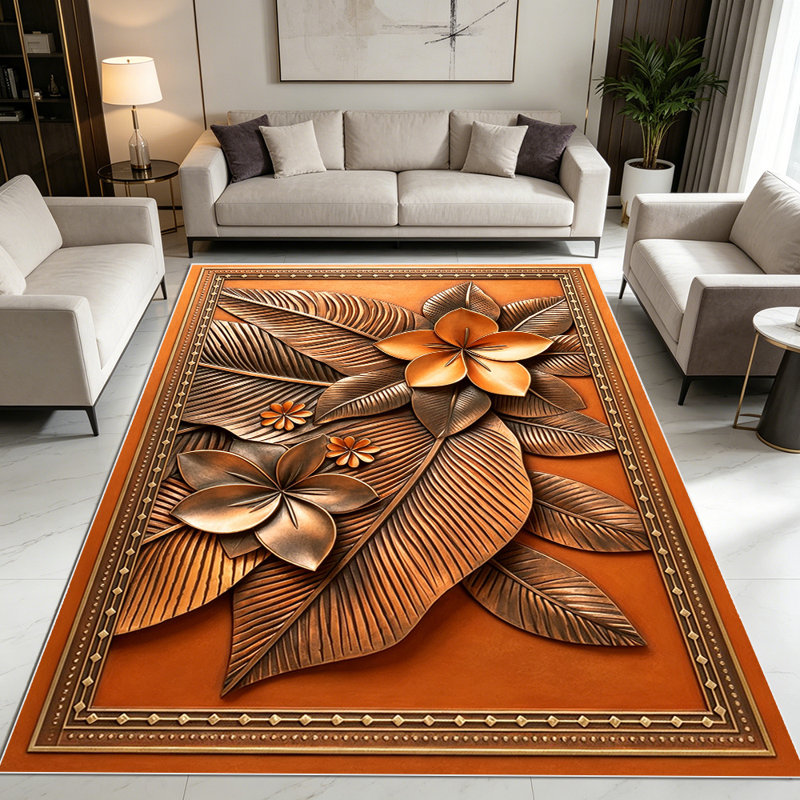 1PC Vintage Embossed Tropical Floral Leaf area rugs for Living Room, Soft, All seasons, Easy-maintain, Washable Indoor mat, Farmhouse suitable for Bedroom, Dining Area, Entryway, Patio, Kitchen, Porch, Home Decor, Outdoor Decor.