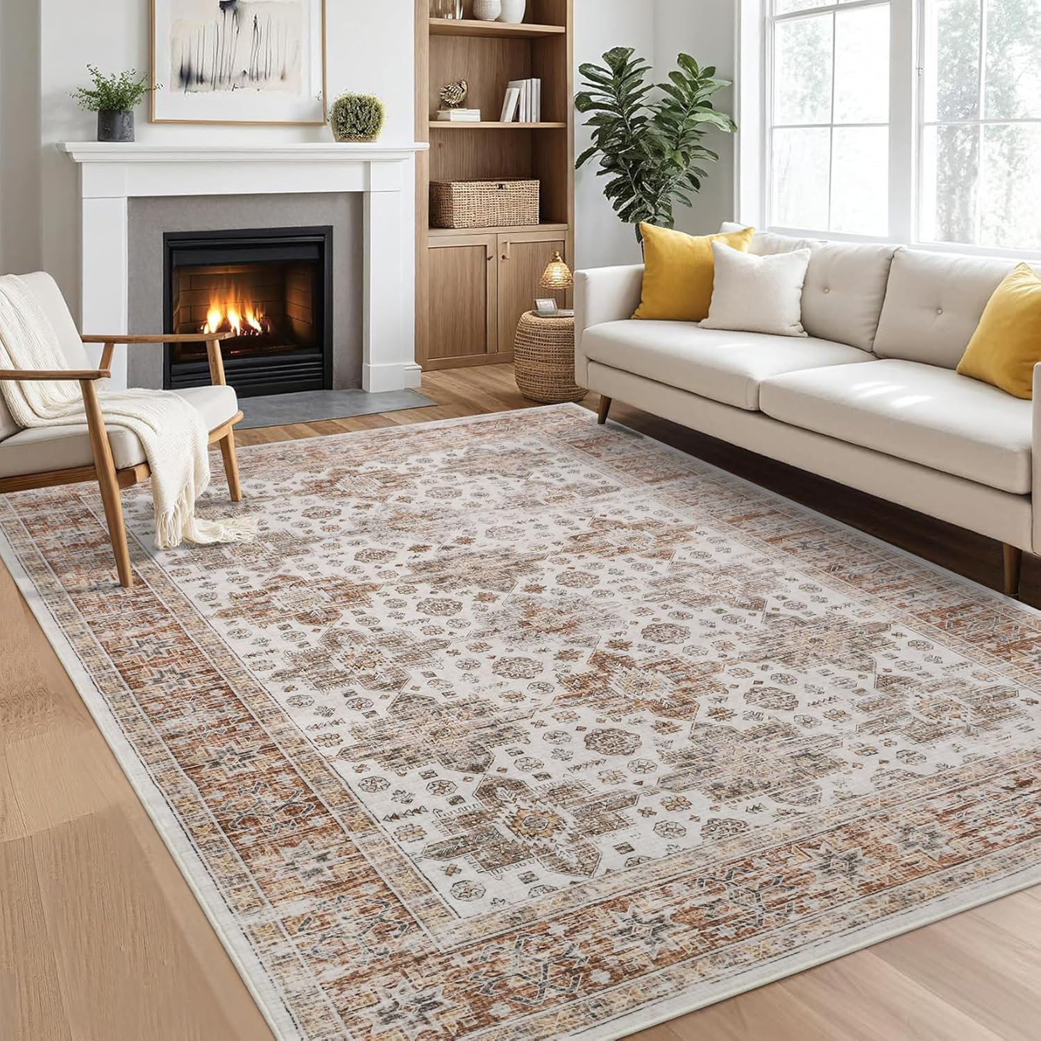 Bungalow Rose Rugs Soft Vintage Large Area Rugs Boho Farmhouse Low Pile ...