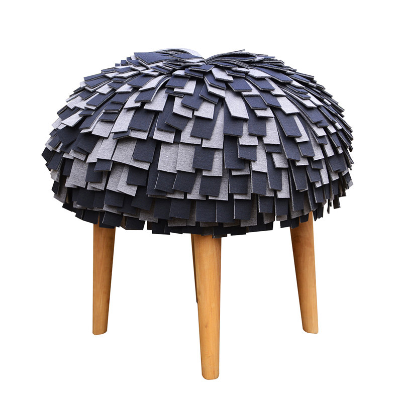 Solid + Manufactured Wood Accent Stool, Black/Graphite