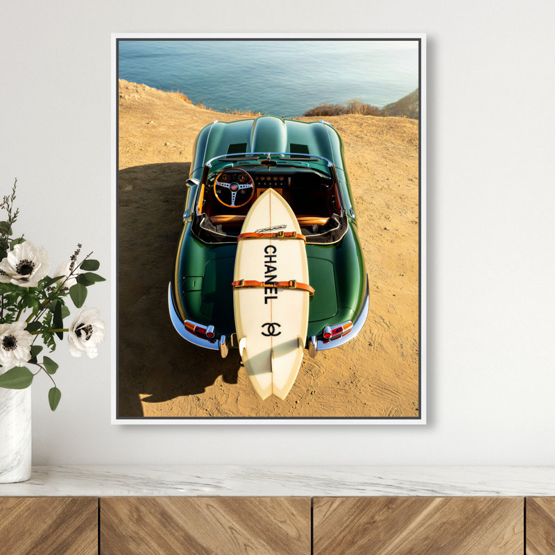 Board On Jaguar Print by Oliver Gal, 21"H x 25"W, White Floater Frame