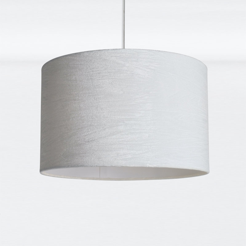 20cm H Velvet Drum Pendant Shade, White