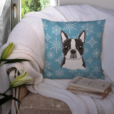  Coussin Snowflake Boston Terrier