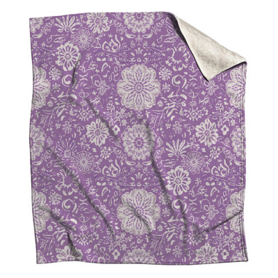 Purple Floral Pattern Blankets