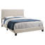 Structure de lit tapissier pour grand lit avec tête de lit en lin beige rembourrée de mousse confortable
