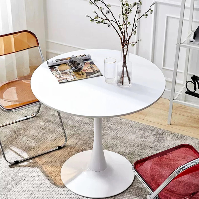 Table ronde blanche avec base en acier robuste pour une utilisation quotidienne Table de cuisine tulipe, et acier, maison